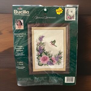 2002 Bucilla Hummingbird & Floral Cross Stitch Kit 43090 Donna Dewberry New 2002